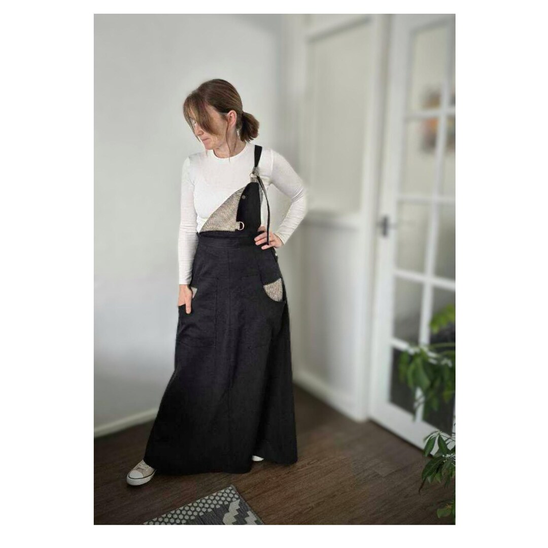denim dungaree maxi dress ASOS DESIGN Curve denim dungaree dress in midwash blue