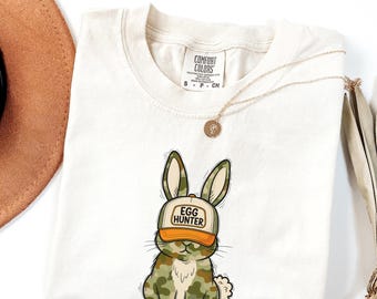 Easter Bunny Comfort Colors Shirt Egg Hunter Camo Graphic Tee Gift