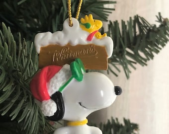 Vintage Joe Cool Snoopy and Woodstock Whitman Sign Ornament PVC Figure