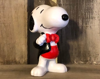 Vintage Snoopy Miniature Figurine Black Tuxedo PVC Figure from Whitman Chocolates Box