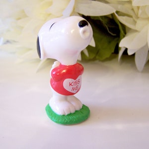 Vintage Snoopy Kiss Me Valentine PVC Miniature Figure | Red Kiss Me Shirt | With or Without Screw Eye for Hanging