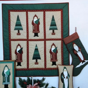 Belsnickel Santas Appliqué Quilt Pattern – Folk Art Christmas Wallhanging, Stocking & Pillow by Country Appliqués