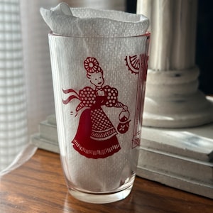 Vintage 1950s Red Bustling Betty Kraft Swanky Swig Juice Glass
