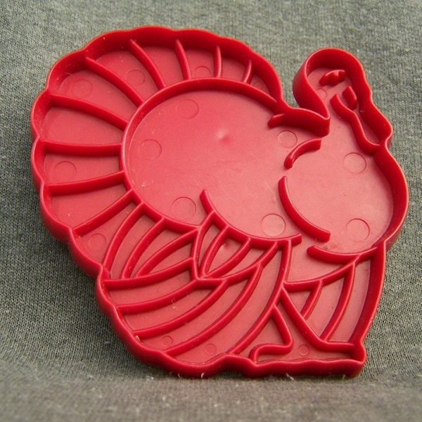 Tupperware Turkey Imprint Cookie Cutter Vintage 1960s Red Plastic