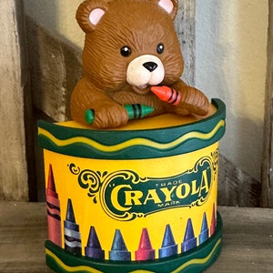 Vintage Binney & Smith Teddy Bear Crayola Crayon Christmas Ornament 1992