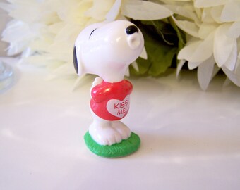 Vintage Snoopy Kiss Me Valentine PVC Miniature Figure | Red Kiss Me Shirt