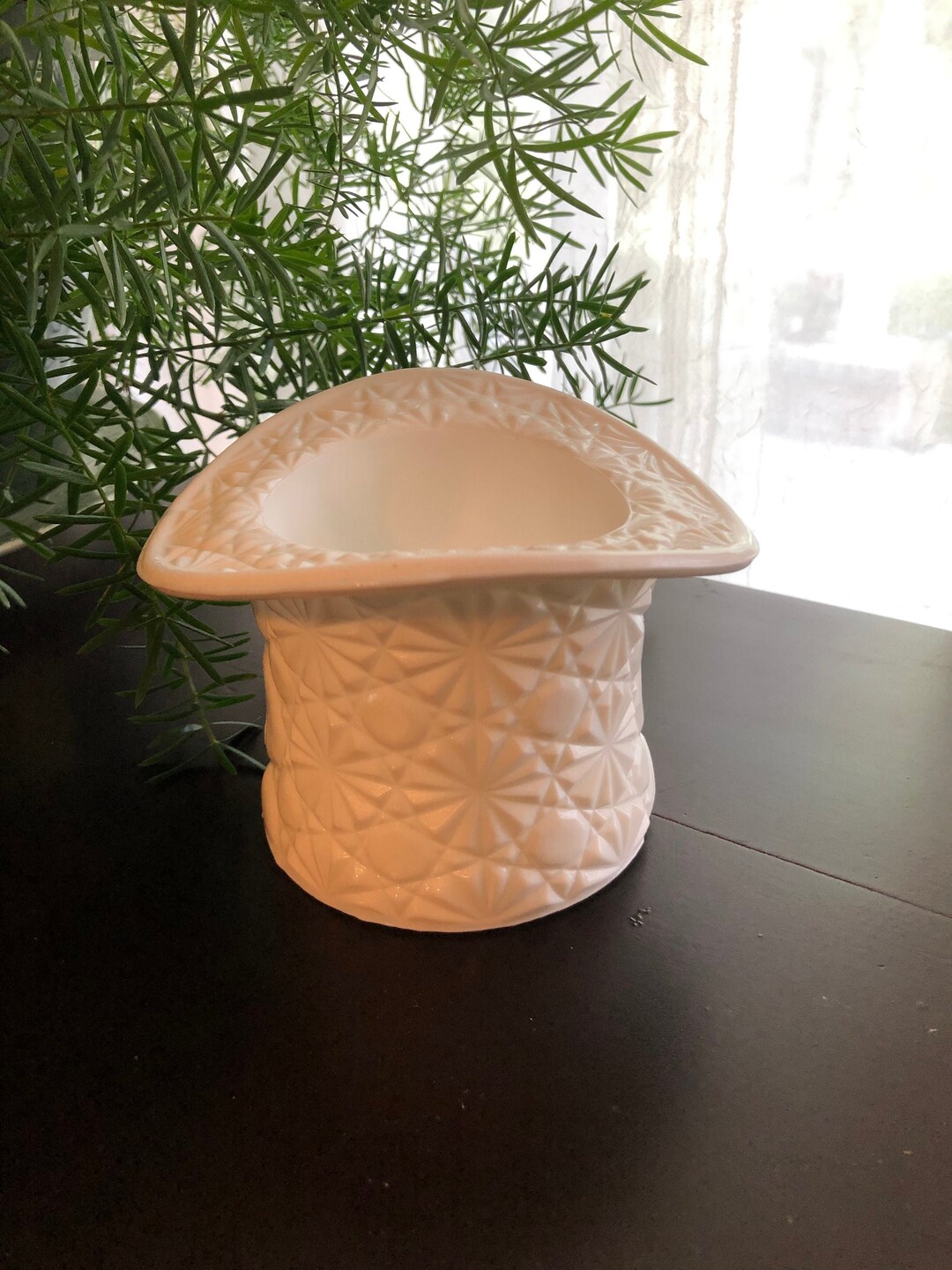 Vintage Milk Glass Top Hat Vase in the Daisy and Button Pattern Etsy