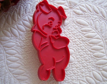 Tupperware Pig Cookie Cutter Vintage 1960s Red Plastic