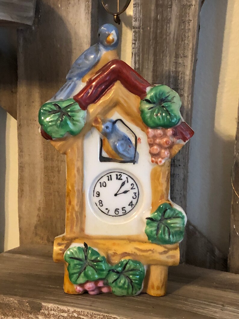 Vintage Blue Birds Cuckoo Clock Wall Pocket Made in Japan Etsy