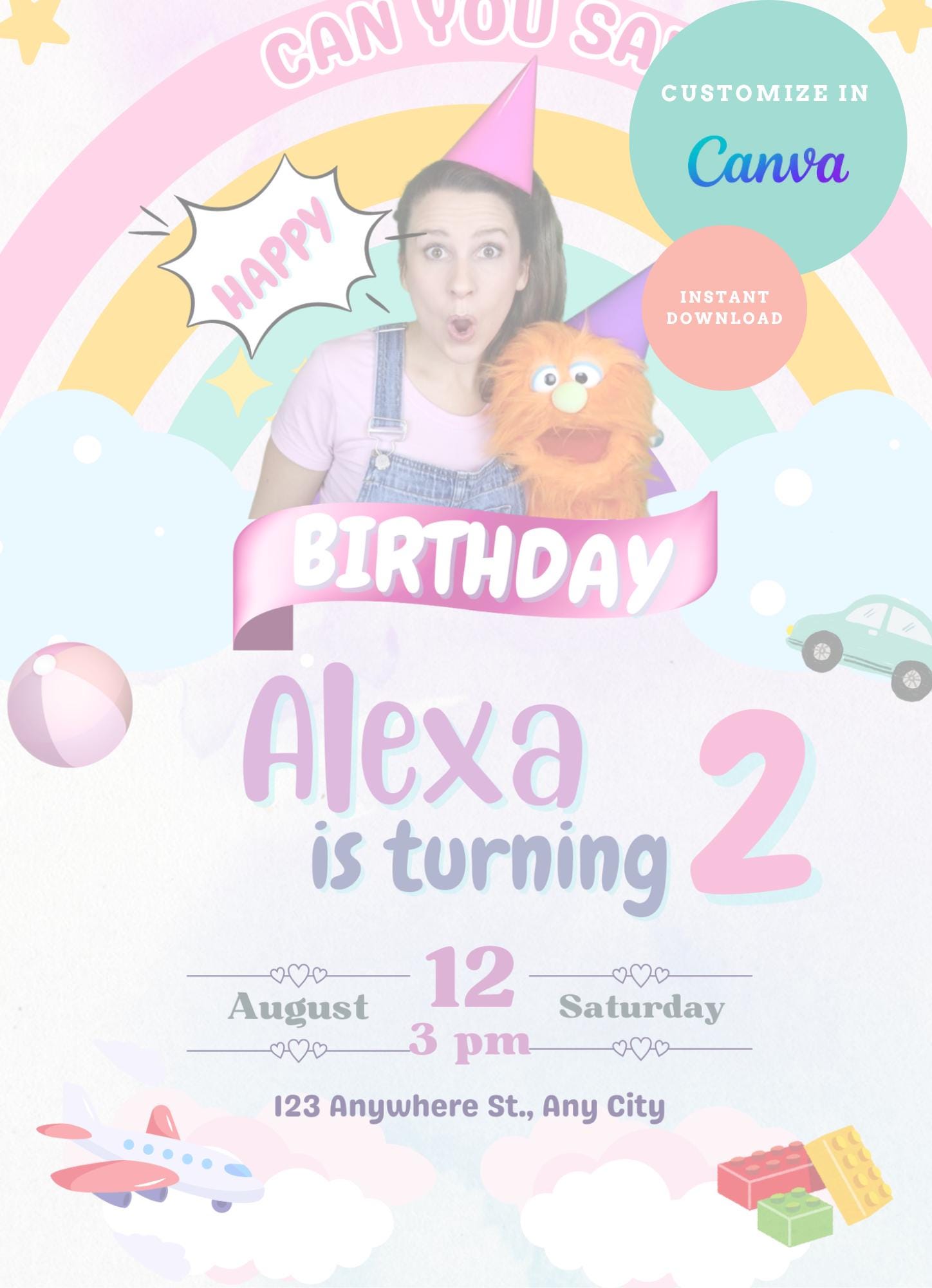 Ms Rachel Birthday Invitation - Editable Template - Instant Download - Etsy