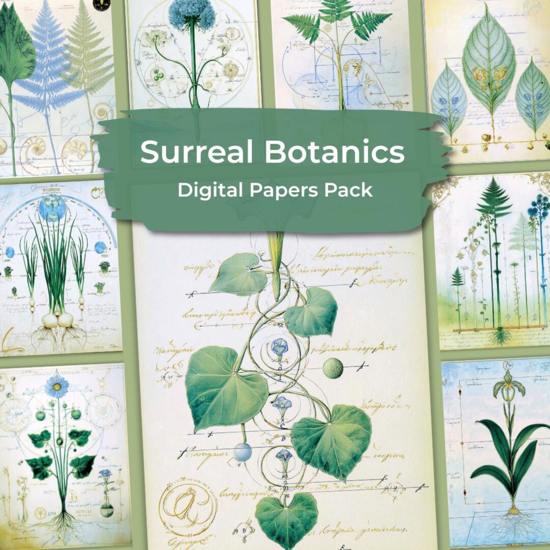 30 Fantasy Botanics Digital Paper Pack – Printable Sheets for Junk ...