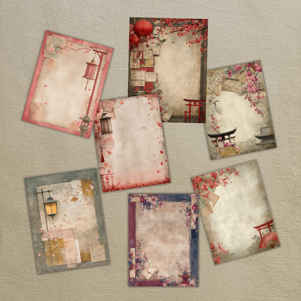 30 Japanese Style Digital Papers Pack - Printable Vintage Sheets for ...