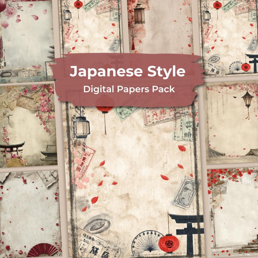 30 Japanese Style Digital Papers Pack - Printable Vintage Sheets for ...