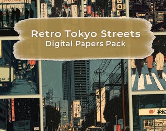 30 Retro Tokyo Streets Digital Paper Pack –  Printable Nostalgic Sheets for Junk Journal, Scrapbook, Wall Art, Instant Download.