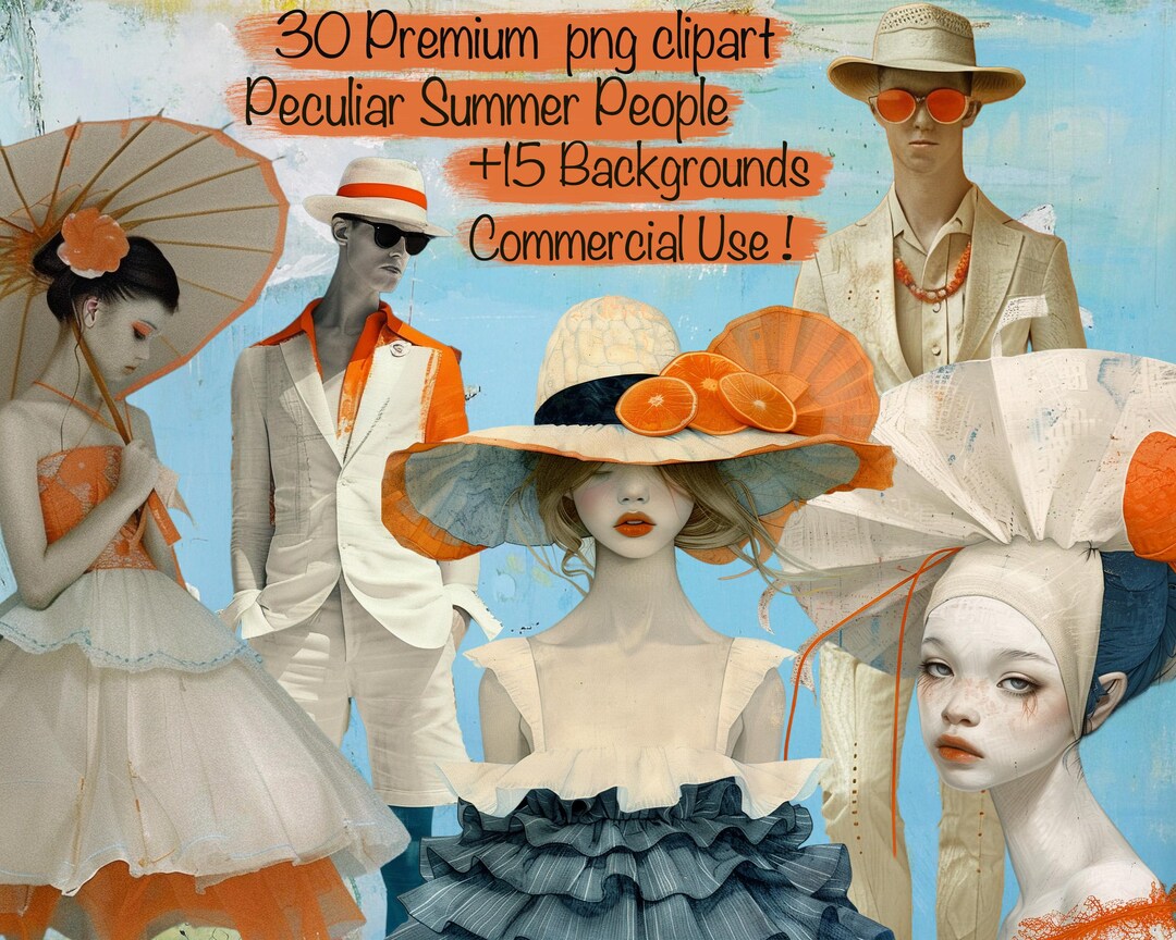 Spring Fashion Silhouette Clipart - 40 PNG + 15 Backgrounds - Etsy