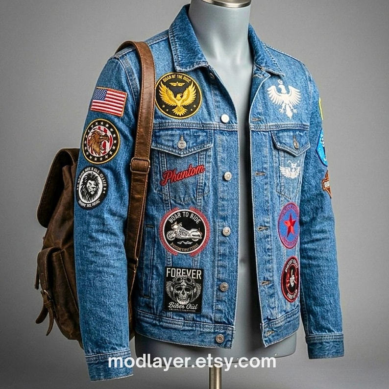 Custom Denim Jacket With Embroidered Patches – Personalized Streetwear ...