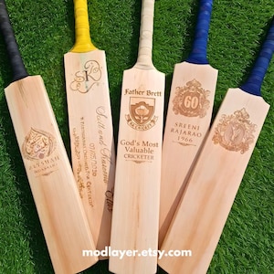 Custom Engraved English Willow Cricket Bat – Personalized Hand-Crafted Wooden Trophy