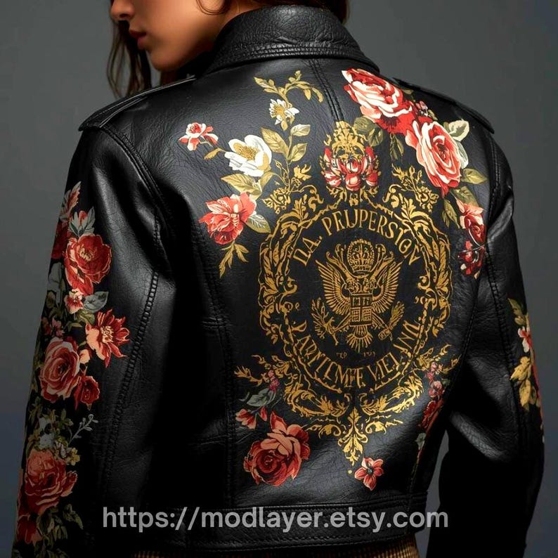 Custom Leather Jacket – Hand-Painted & Digital Print Fusion, Personalized Wearable Art, Unique Fashion Gift image 13