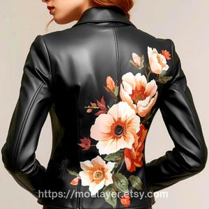 Custom Leather Jacket – Hand-Painted & Digital Print Fusion, Personalized Wearable Art, Unique Fashion Gift image 2