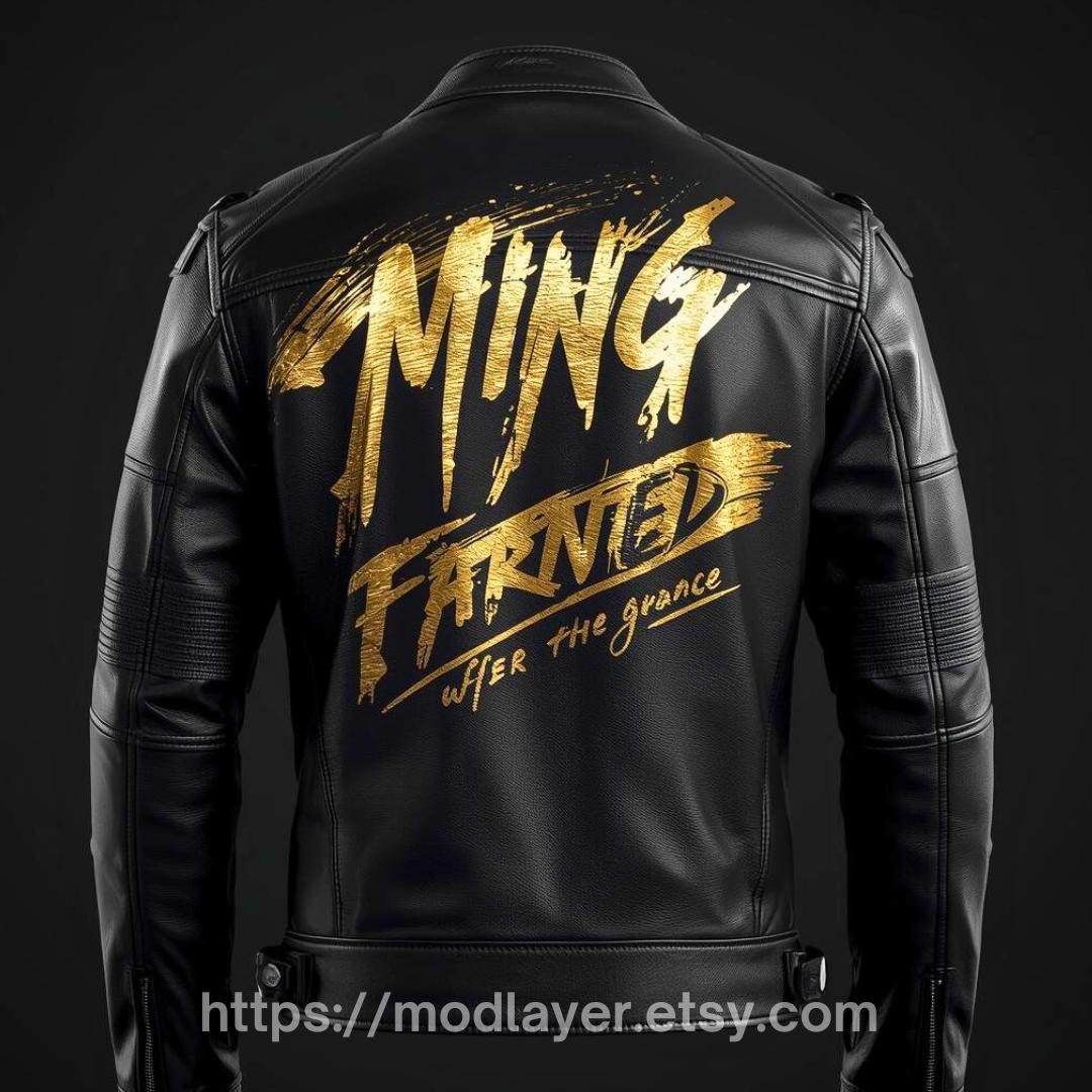 Custom Print Leather Jacket — Typography & Graffiti Artwork | Hand