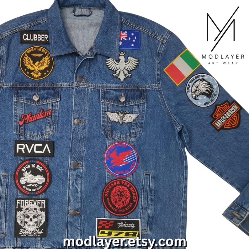 Custom Denim Jacket With Embroidered Patches – Personalized Streetwear ...