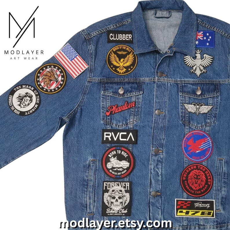 Custom Denim Jacket With Embroidered Patches – Personalized Streetwear ...