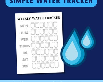 Druckbarer wöchentlicher Trink Tracker, einfacher Trink Tracker, Wasseraufnahme Tracker, Wasser Log Journal Vorlage A3/A4/Letter