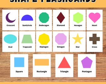 16 bunte druckbare Formen Karteikarten, Geometrische Formen Karteikarten, Hausschulmaterialien & Vorschulmaterialien, Montessori Materialien