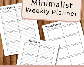 Minimalistischer Wochenplaner, druckbare Wochencheckliste, undatierter Tagesplaner, einfache To-Do-Liste, wöchentliche Agenda, A3/A4/Letter