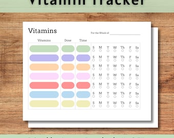 Vitamin Tracker - Wöchentliches Vitamintagebuch - Medizin und Nahrungsergänzungsmittel - A4