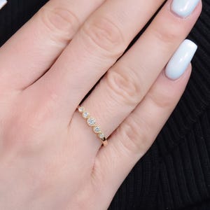 Dainty 0.20ct Diamond Five Stone Ring: 14k Solid Gold Anniversary Band