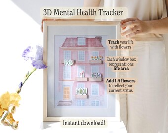 3D Printable Mental Health & Mindfulness Tracker for Daily Reflection and Intentions Setting Self-Care and Personal Growth