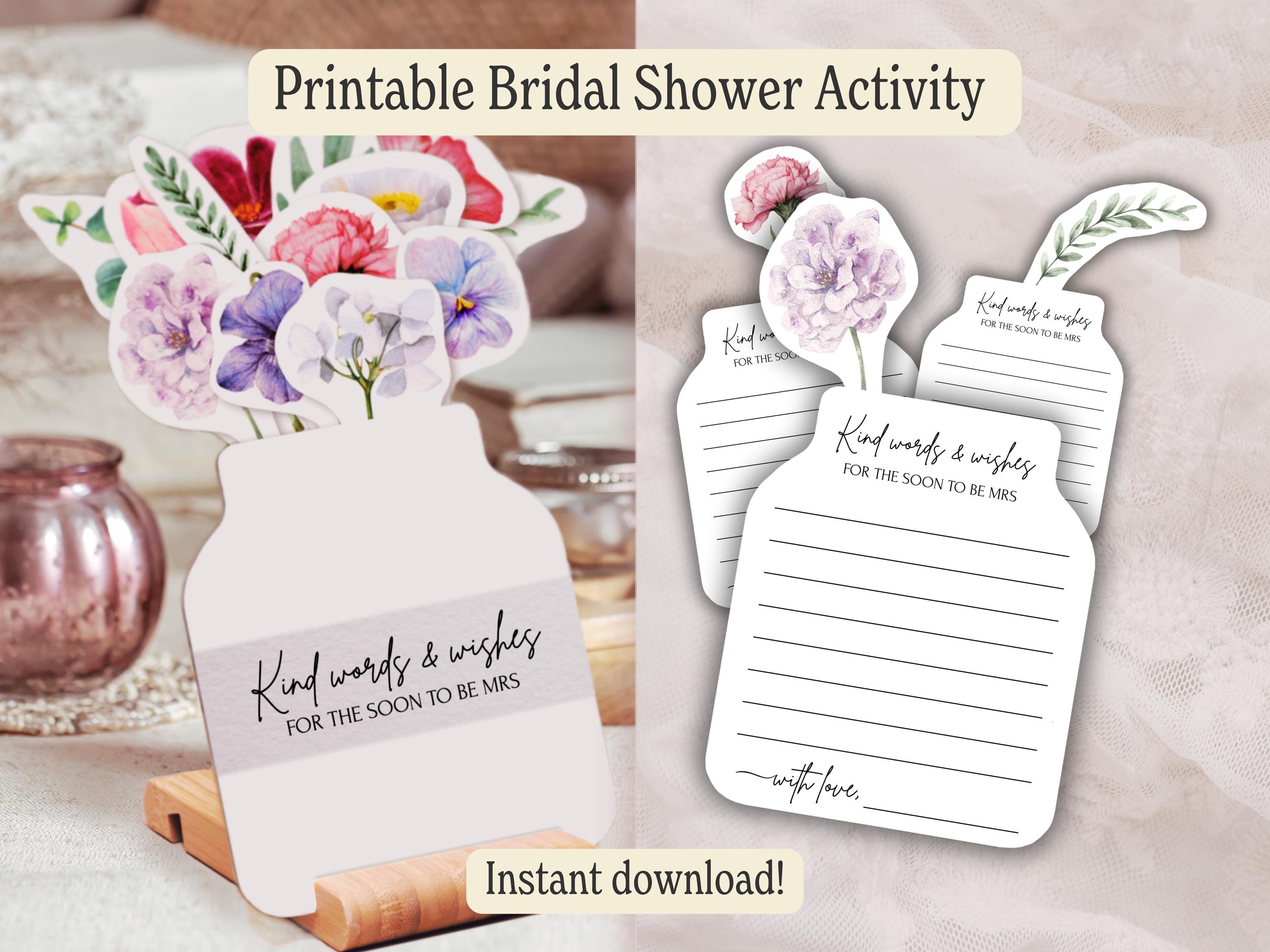 Bridal Shower Advice for The Bride Activity Cards Printable Floral Bachelorette Party Game Advice and Wishes Instant Download