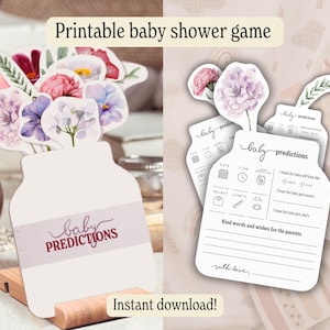 Spel voorspellingen en advies babyshower, bloemen babyshower activiteit afdrukbaar, decor babyshower, instant download
