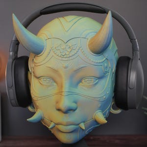 Hannya Headset Stand for Offices and Gamers - Unique, Stylish, and Functional Headphone Support, perfect as a Hannya headphone stand.