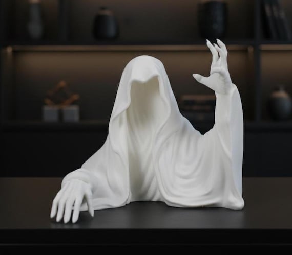 Gothic Hooded Ghost Statue | Spooky Bookshelf Sitter Decor