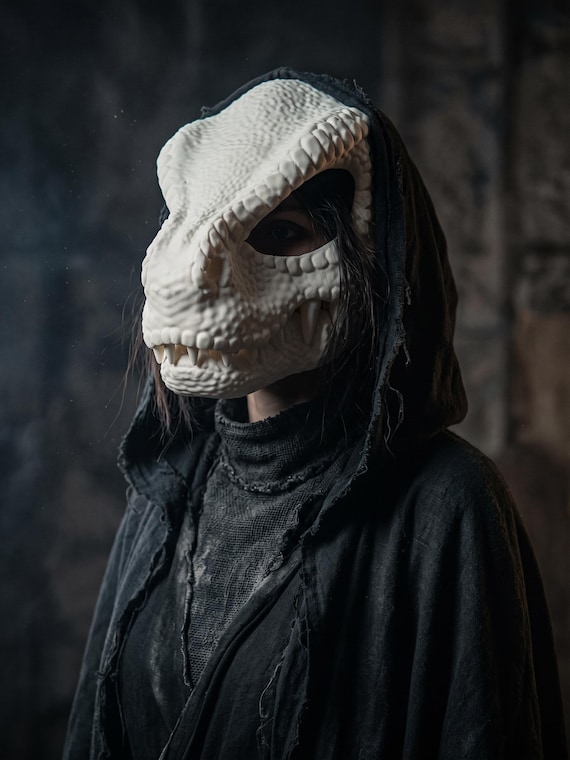 Articulated Dinosaur Mask with Moving Jaw | Raptor Cosplay Prop (30+ Colors)