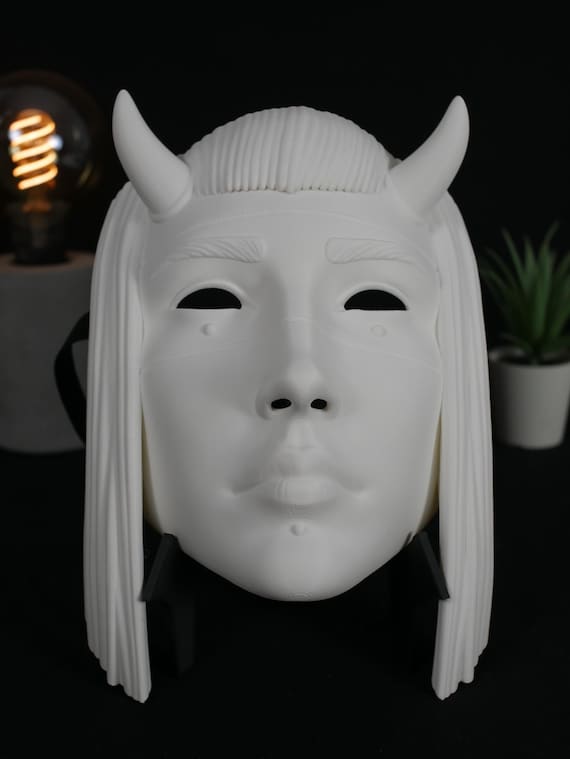 3D Printed Oni Mask – Japanese Hannya Demon, Techwear Cosplay