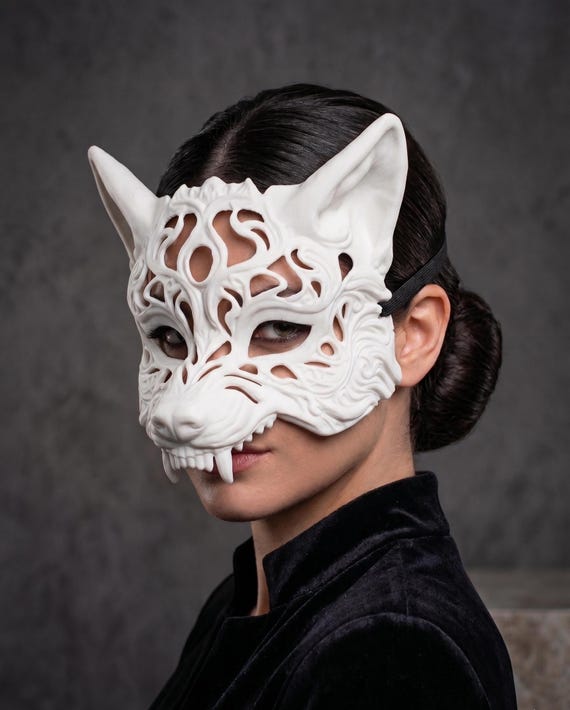Ornate Wolf Mask - Intricate Filigree Masquerade Headpiece - Gothic Wolf Cosplay & Fantasy Wearable Art
