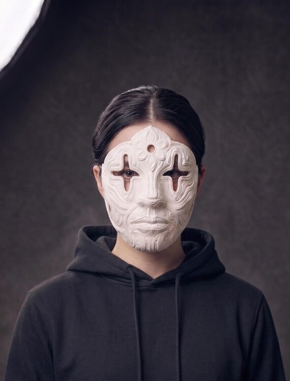 Surreal Sculpted Face Mask | Intricate Gothic Cosplay, Festival, Halloween Prop
