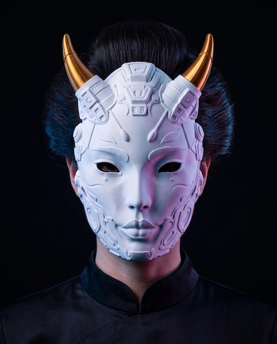Custom Tetsu Hannya Mask | Mecha Cyberpunk Cosplay Prop, Choose Colors