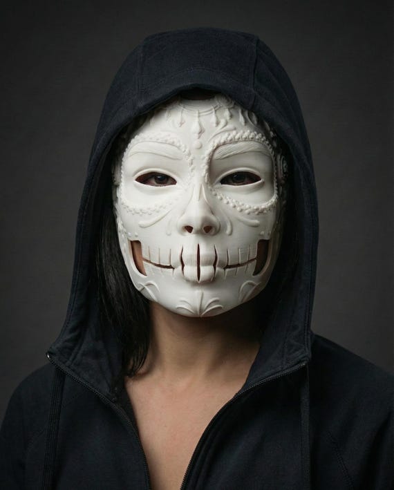 Day of the Dead Mask, Woman Sugar Skull, Halloween Skeleton Costume, Masquerade Prop, Custom Color Skull