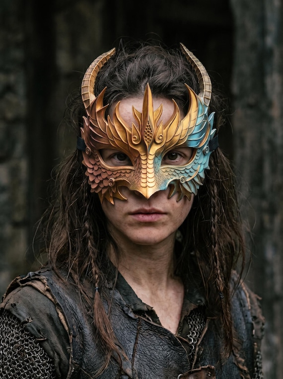 Dragon Masquerade Mask | Ornate Fantasy Cosplay Accessory | Mythical Creature Eye Mask