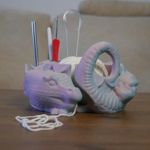 Dragon Yarn & Crochet Bowl - Crochet/Knitting Organizer - Tool Holder - Fantastic Dragon Decor - 3D printed - Available in over 20 colors