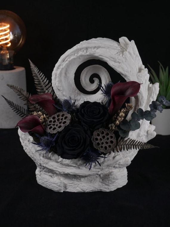 3D Printed Gothic Spiral Hill Planter, Spooky Halloween Flower Pot, Macabre Decor, Dark Vase Whimsical Decor