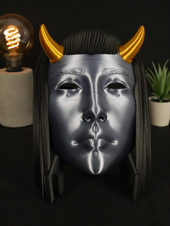 Custom Cyberpunk Oni Mask – Futuristic Demon Cosplay, Techwear