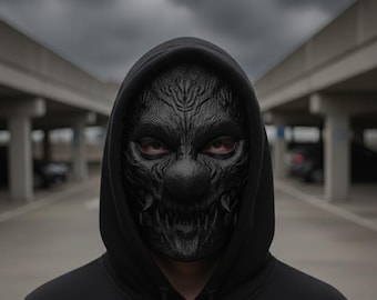 Articulated Moving Jaw Clown Mask, 3D Printed Demon Jester, Halloween Cosplay