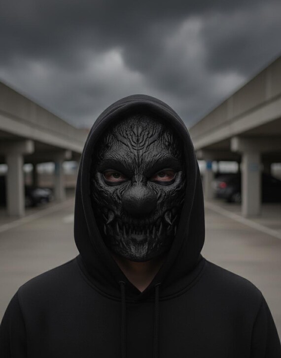 Articulated Moving Jaw Clown Mask, 3D Printed Demon Jester, Halloween Cosplay