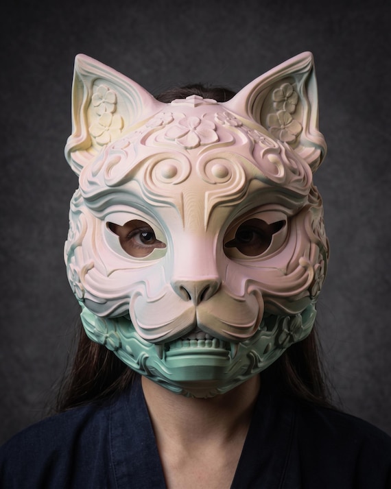 Articulated Kitsune Mask – Moving Jaw, Japanese Fox Cosplay