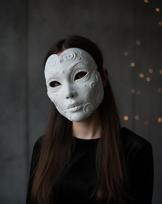 Geisha Oni Mask | Removable Demon Jaw, Cosplay, Masquerade